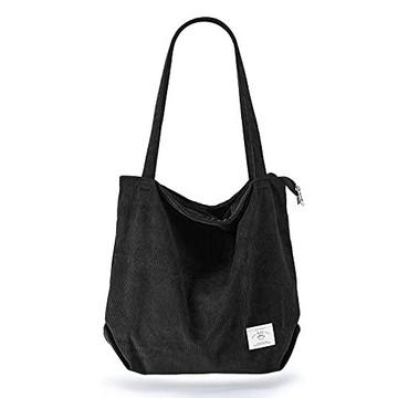 cord Tasche Umhängetasche mit Reißverschluss, Groß Shopper Tasche Tote Bag Handtasche