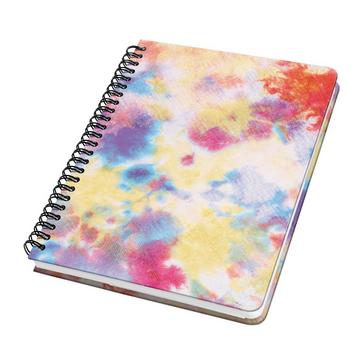 Carnet de notes à spirale Jolie - Batik Holi - réglure dot (pointillés) - 100 g/m² - environ A5 - jaune, bleu, rose, pourpre, rouge - hardcover - certification FSC