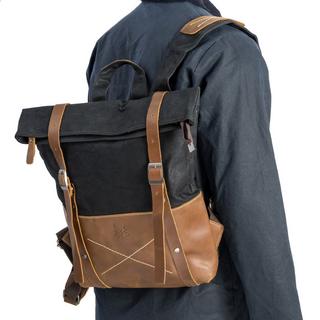 Only-bags.store Canvas Rucksack, strapazierfähiger Lederrucksack, moderne 17in Laptop-Tasche, ästhetische große  