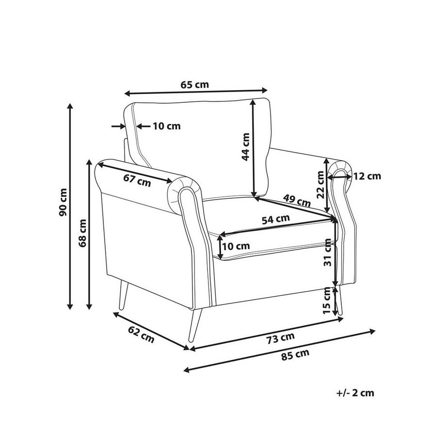Beliani Fauteuil en Velours Rétro VIETAS  