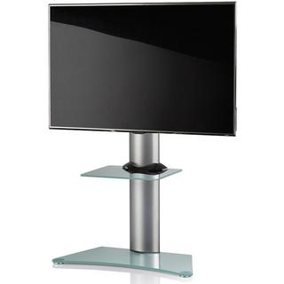 VCM TV Standfuß mit Zwischenboden | Alu Fernseh Ständer| ESG-Sicherheitsglas | Maße ca. H. 111 x B. 80 x T 40 cm - Zental  