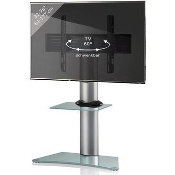 TV Standfuß mit Zwischenboden | Alu Fernseh Ständer| ESG-Sicherheitsglas | Maße ca. H. 111 x B. 80 x T 40 cm - Zental