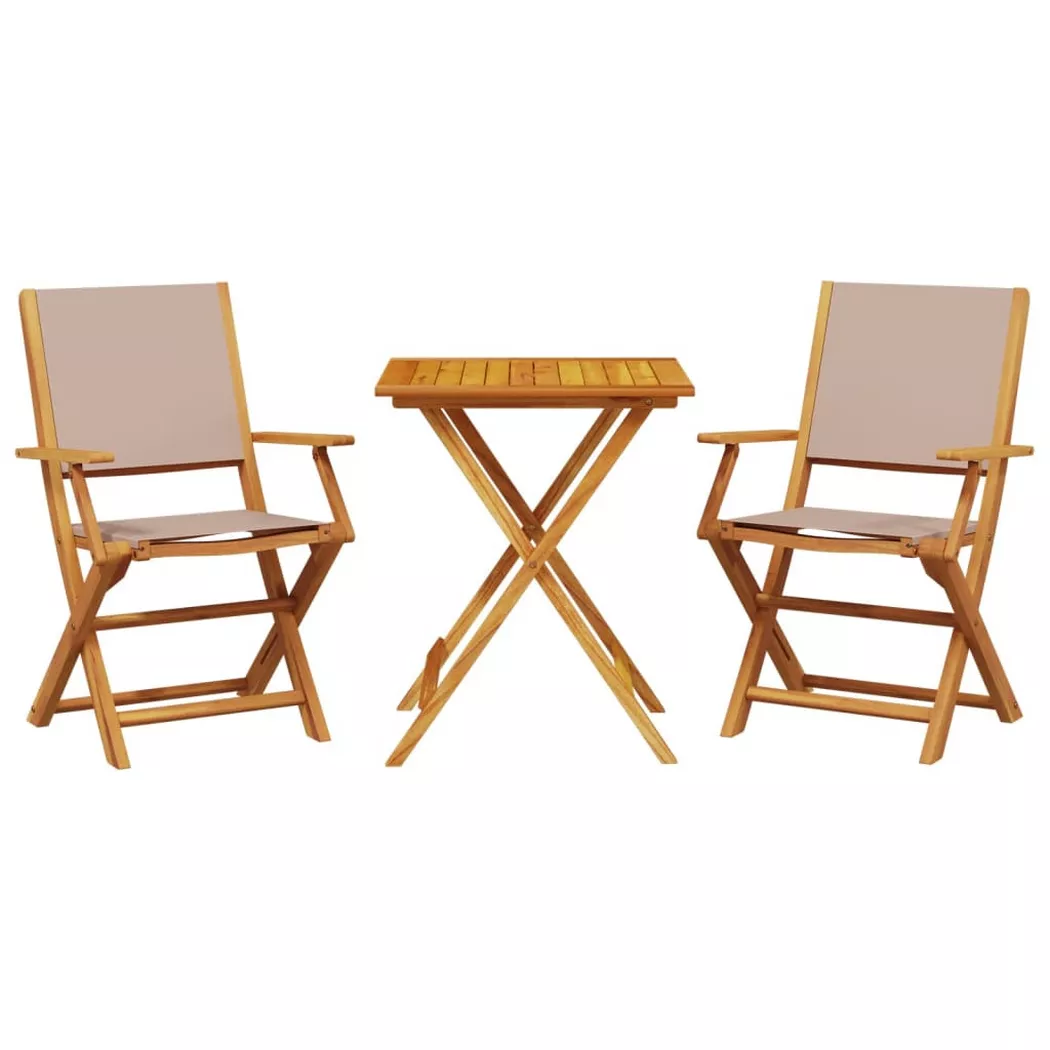 VidaXL - Ensemble de bistro bois d'acacia, One Size, Beige