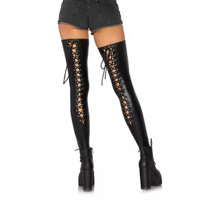 Wetlook Schnürstrümpfe