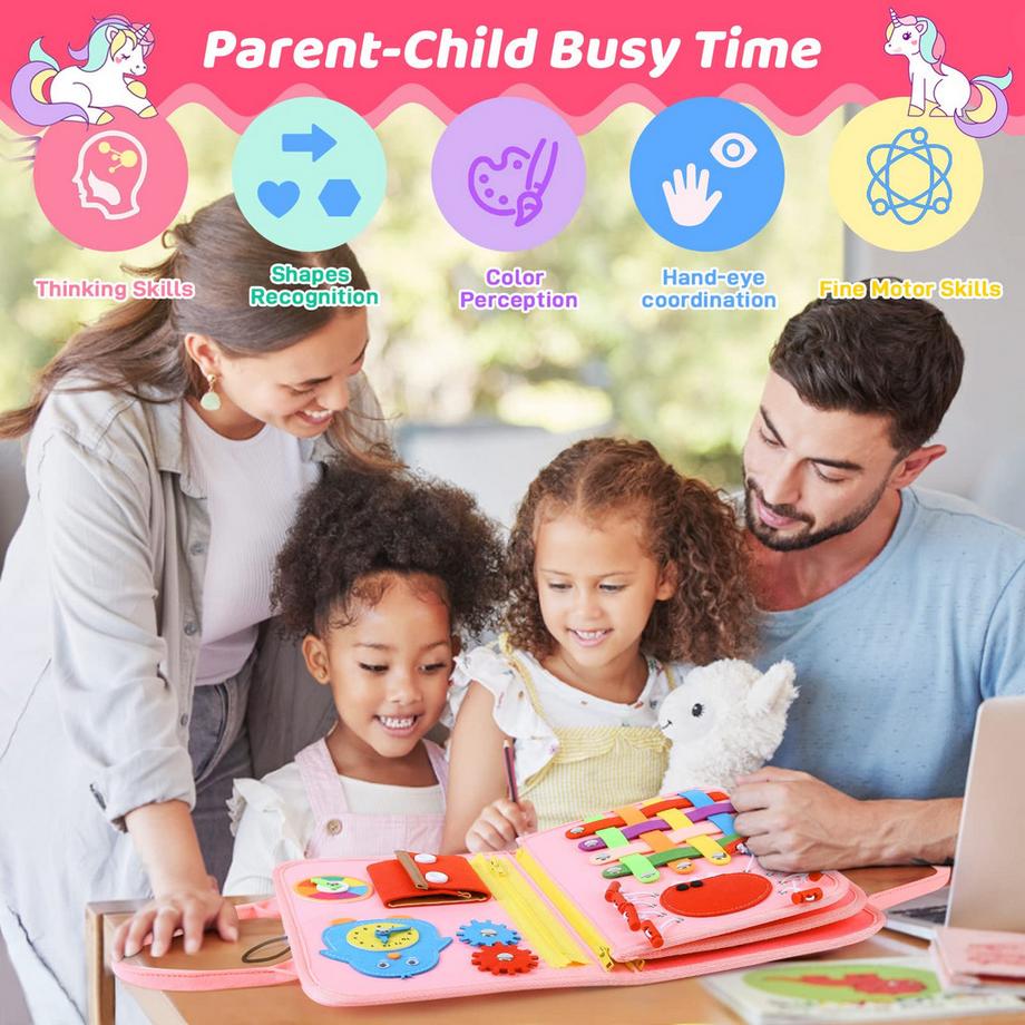 Activity-board  Busy Board Planche d'activité à 6 couches pour tout-petits, jouet de motricité, jouet d'apprentissage sensoriel pour bébé, planche de motricité pour avion de voiture de voyage 