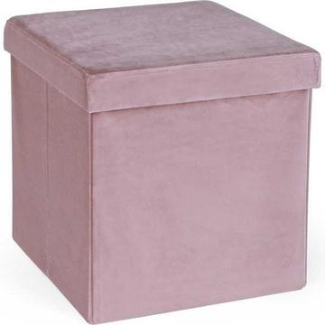 Pouf Camdem con Contenitori Velluto Rosa 38x38