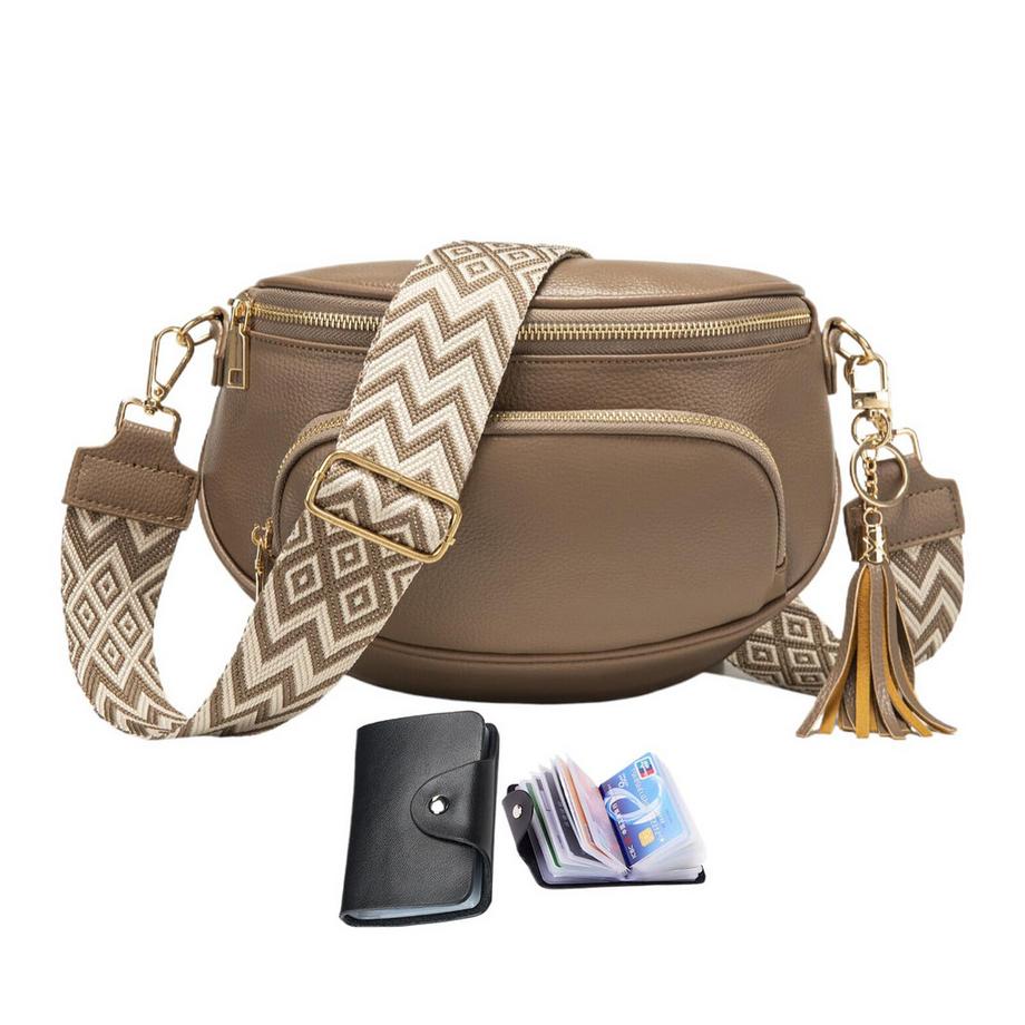 Sac à bandoulière Grand sac transversal Sac en cuir végétal pour téléphone portable Send RFID blocking