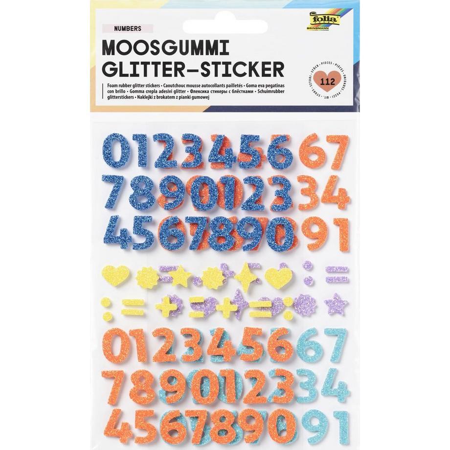 Folia Moosgummi Sticker Glitter Numbers 112 Stück  