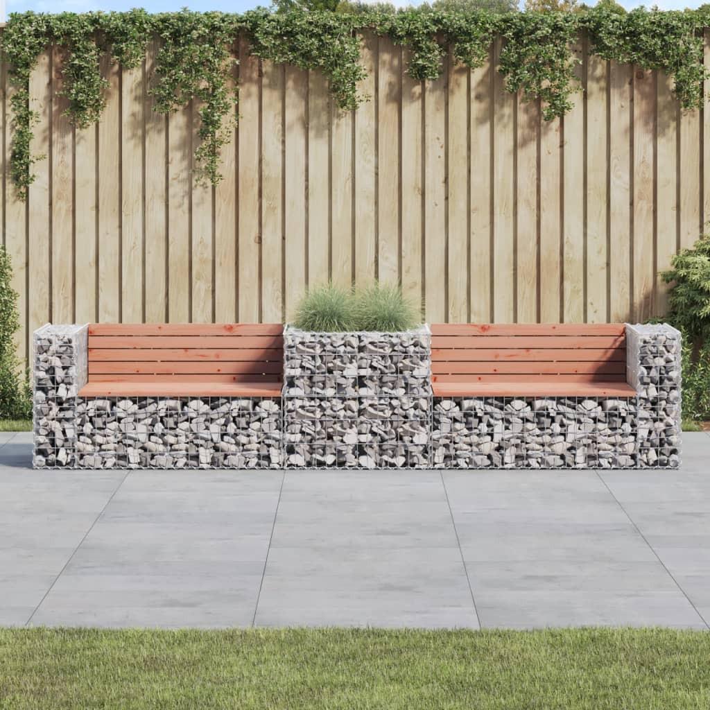 VidaXL Banc de jardin avec panier en gabion bois  