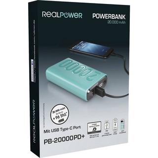 RealPower  PB-20000PD+ Power bank 20000 mAh Litio Verde 