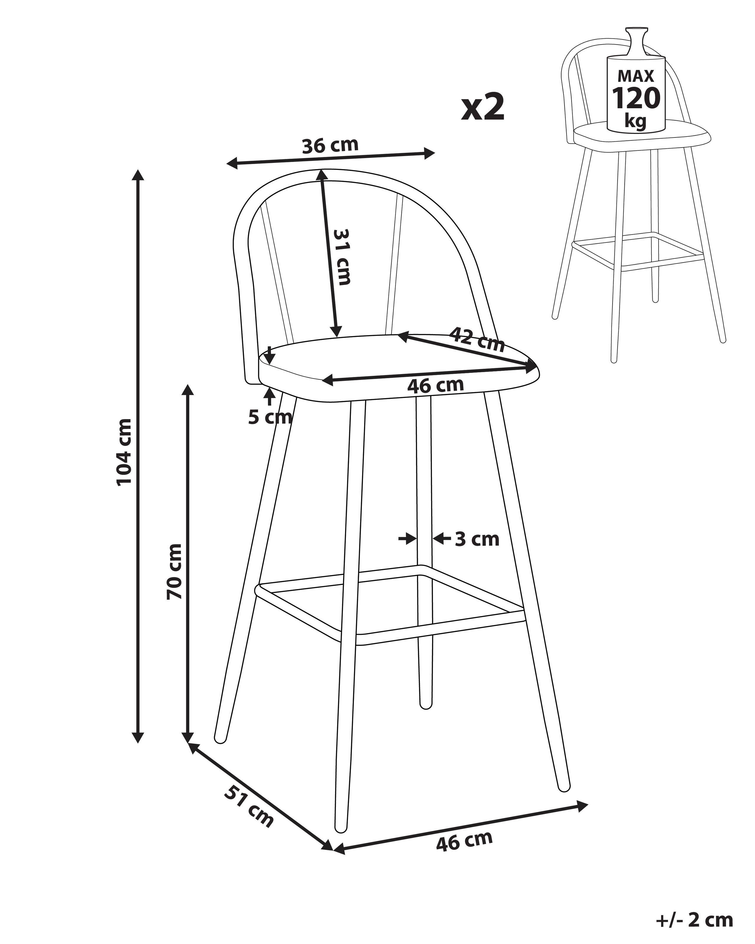 Beliani Set mit 2 Barstühlen aus Eisen Retro CORNELL  