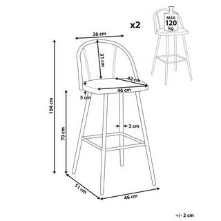 Beliani Set mit 2 Barstühlen aus Eisen Retro CORNELL  