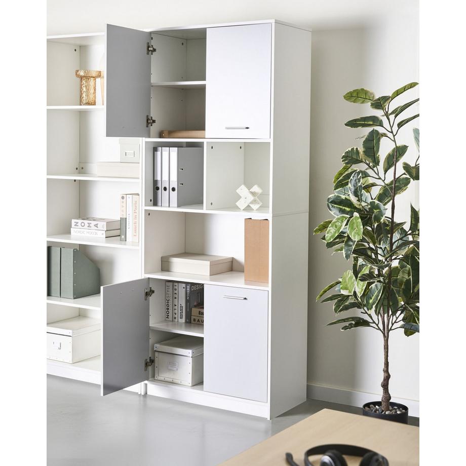 Beliani Bücherregal mit 4 Türen aus Faserplatte Minimalistisch ZEHNA  