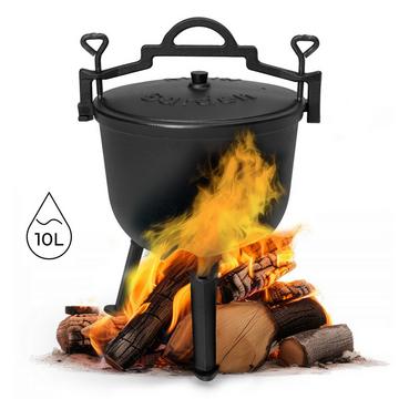 Stehender Gusseisenkessel 10L, Jagdtopf, Feuerstelle, MultiGarden-Grill