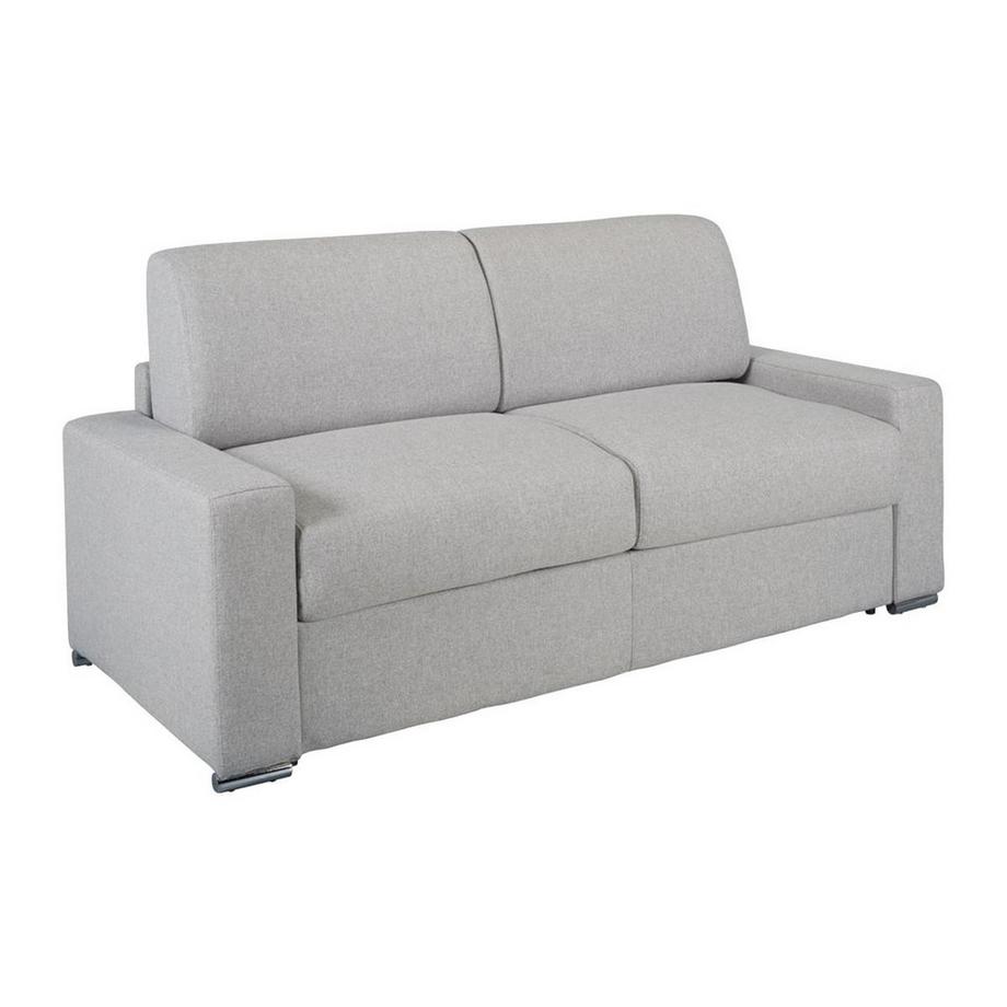 LINEA SOFA Schlafsofa mit Matratze 3-Sitzer Stoff - Grau - Liegfläche mit Lattenrost: 140 cm - Matratzenhöhe: 14 cm mit Memory Schaum - CALITO  