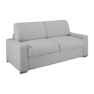 Canapé 3 places convertible express en tissu gris- Couchage lattes larges 140 cm - Matelas 14 cm avec mémoire de forme CALITO