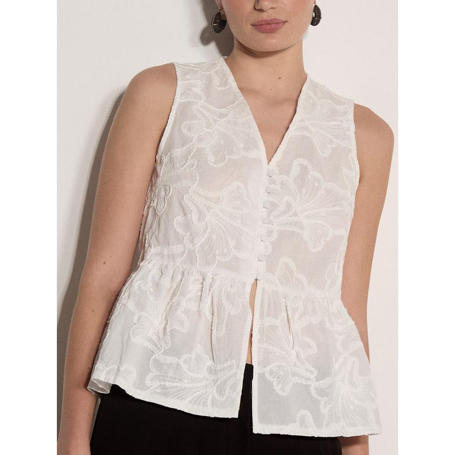 APRICOT Top peplum con ricamo floreale  