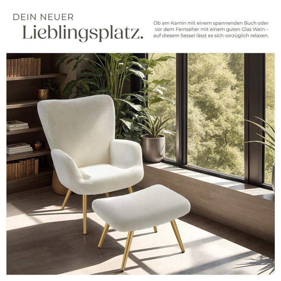 Tectake Sessel Hygge gepolstert Armlehnen und ergonomische Rückenlehne  