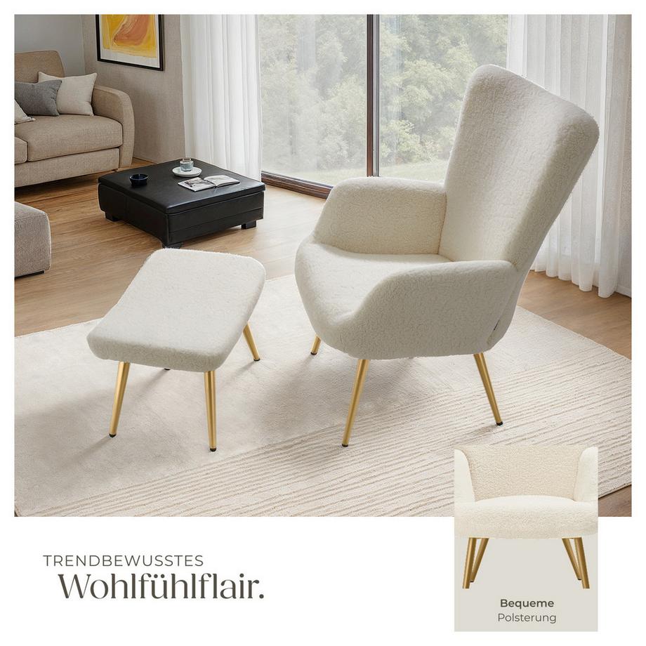 Tectake Sessel Hygge gepolstert Armlehnen und ergonomische Rückenlehne  