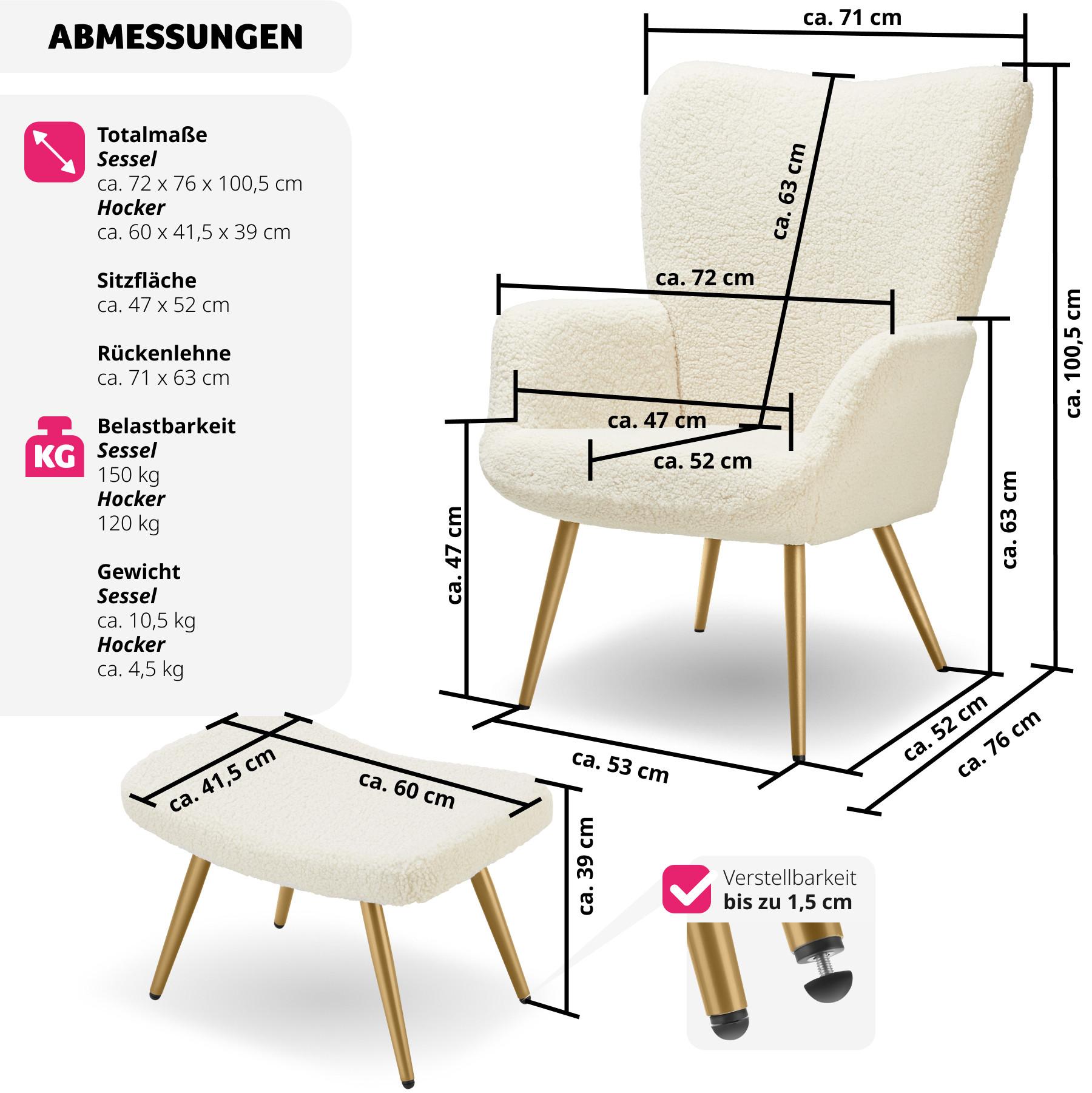 Tectake Poltrona Hygge imbottita, ergonomica, carico massimo 150 kg  