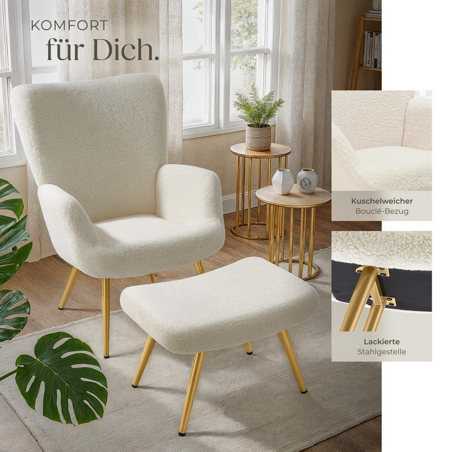 Tectake Sessel Hygge gepolstert Armlehnen und ergonomische Rückenlehne  