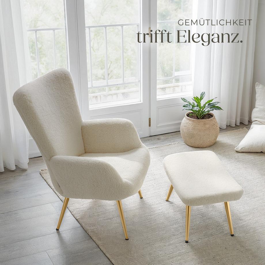 Tectake Sessel Hygge gepolstert Armlehnen und ergonomische Rückenlehne  