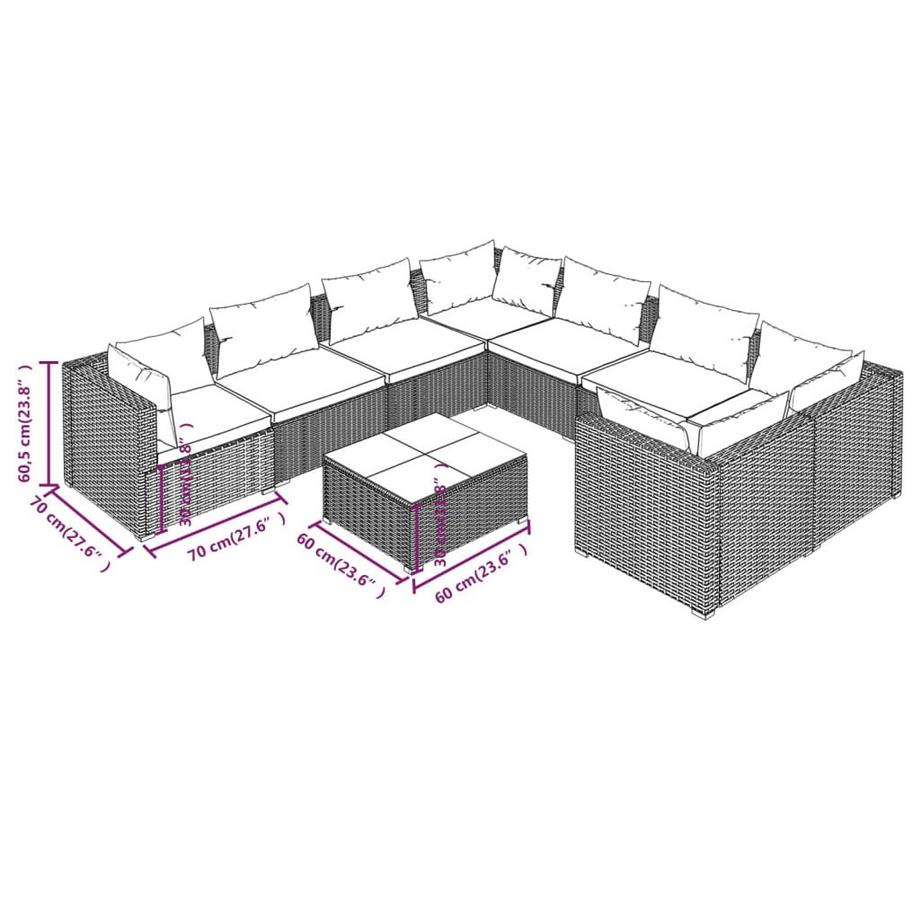 VidaXL set divani da giardino Polirattan  