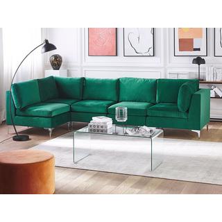 Beliani Ecksofa aus Samtstoff Modern EVJA  