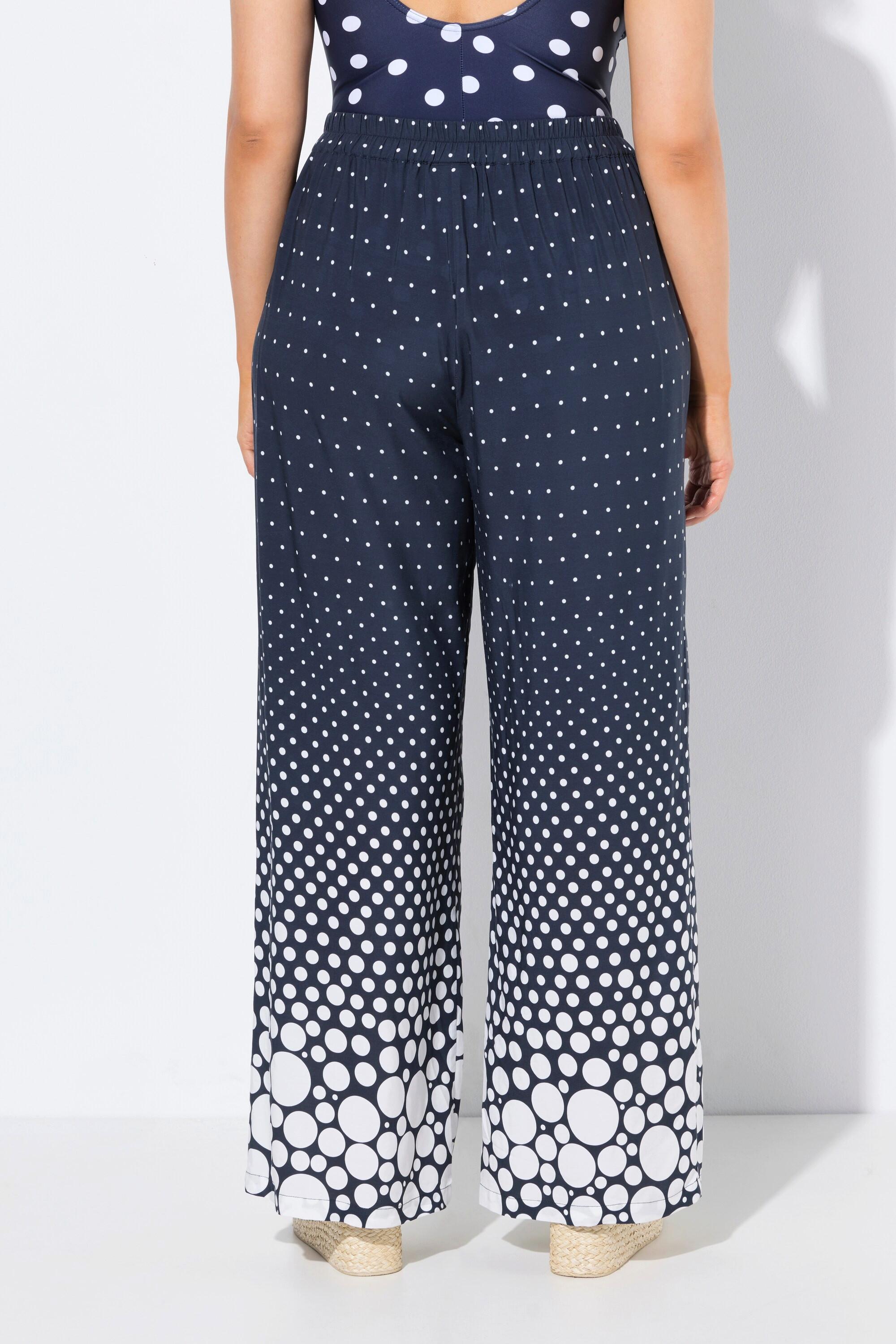 Ulla Popken Pantaloni Palazzo Pallini Gamba Dritta Cintura Elastica  