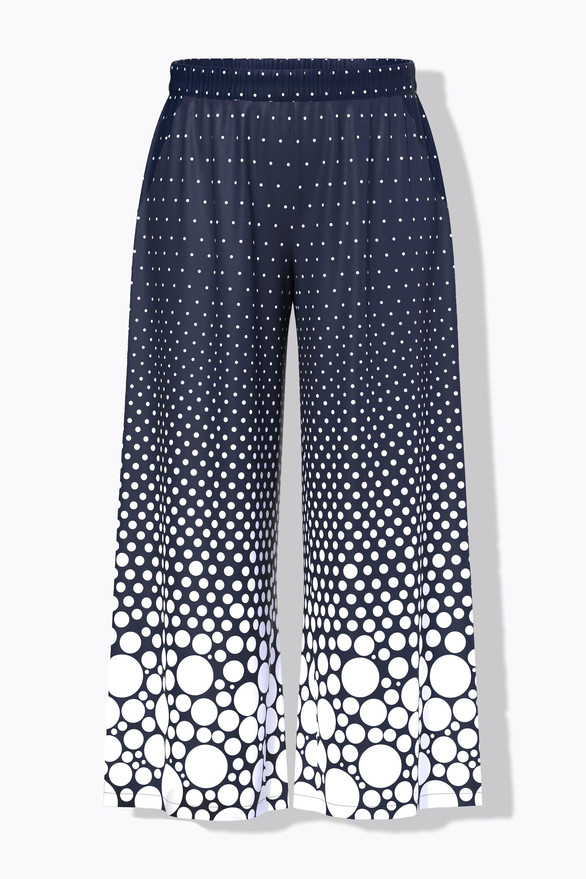 Ulla Popken Pantaloni Palazzo Pallini Gamba Dritta Cintura Elastica  