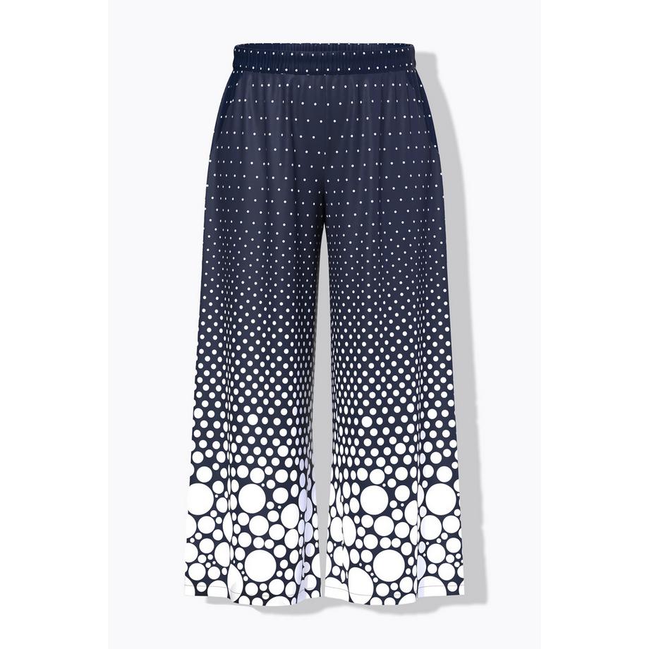 Ulla Popken Pantalon Palazzo Pois Jambe Droite Ceinture Élastique  