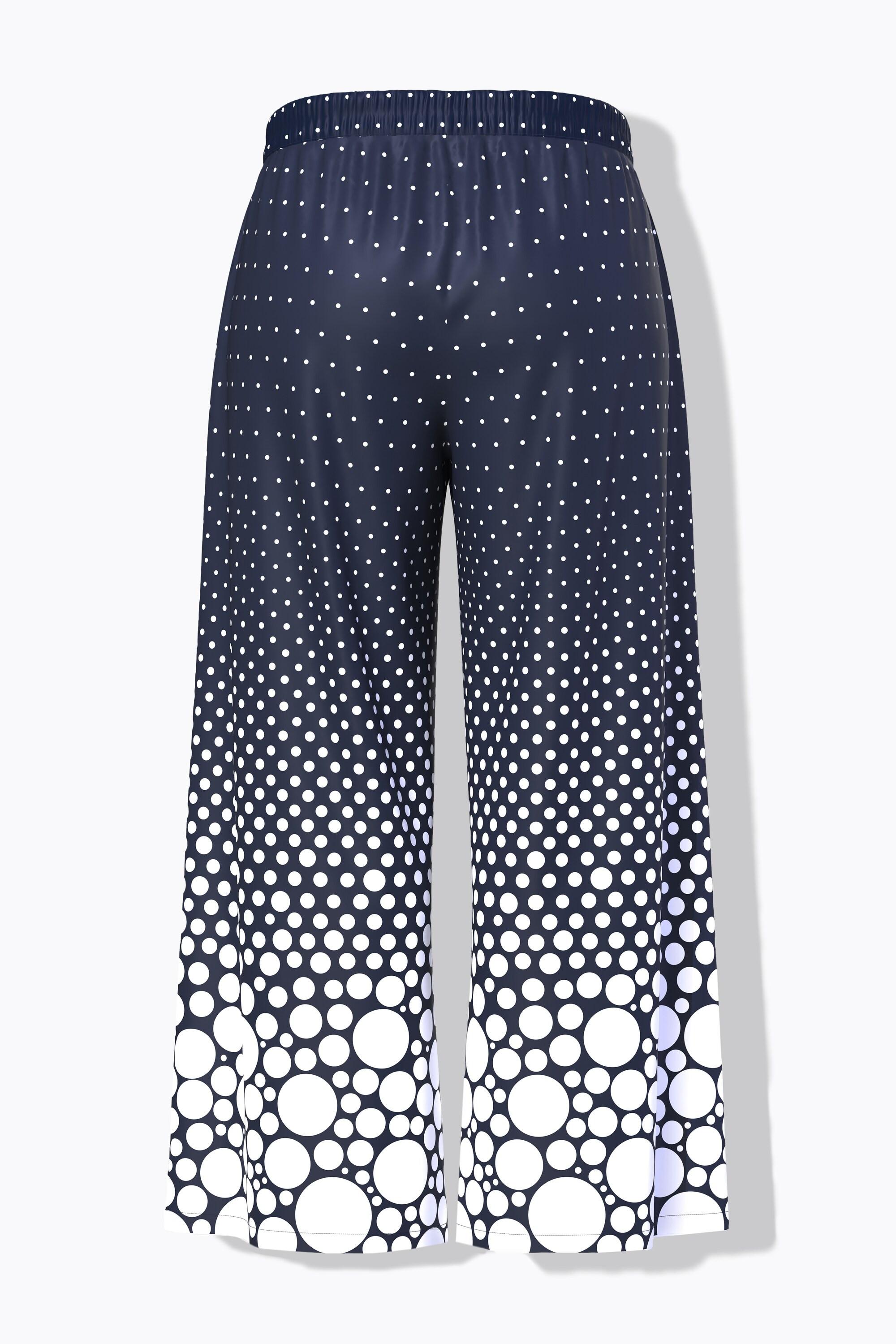 Ulla Popken Pantaloni Palazzo Pallini Gamba Dritta Cintura Elastica  