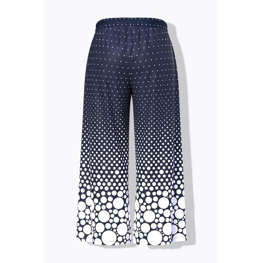 Ulla Popken Pantalon Palazzo Pois Jambe Droite Ceinture Élastique  