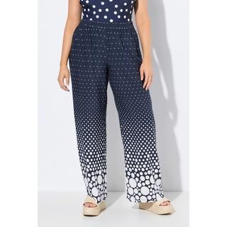 Ulla Popken Pantaloni Palazzo Pallini Gamba Dritta Cintura Elastica  