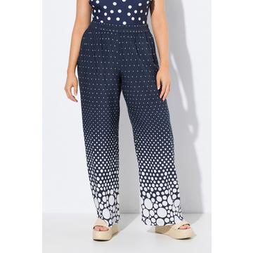 Pantaloni a palazzo con pallini, cintura elastica e taglio della gamba largo e dritto