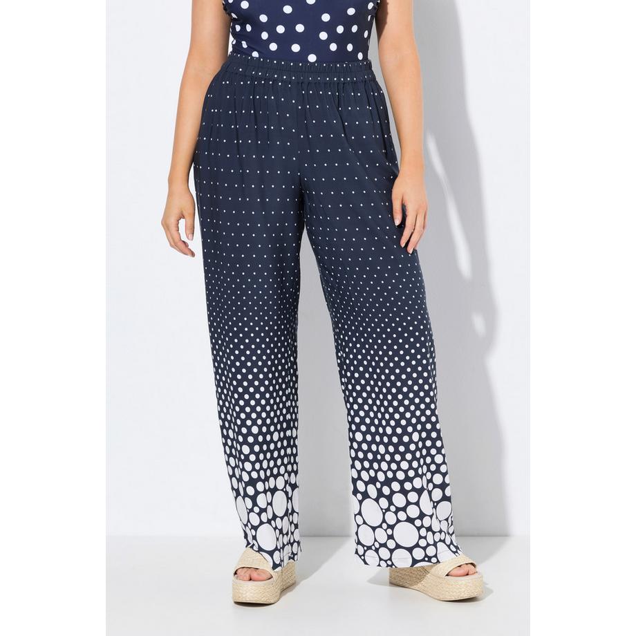Ulla Popken Pantalon Palazzo Pois Jambe Droite Ceinture Élastique  