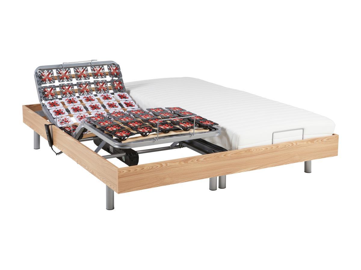 DREAMEA Lit électrique relaxation tout plots matelas latex CASSIOPEE III de DREAMEA moteurs OKIN 2chêne  