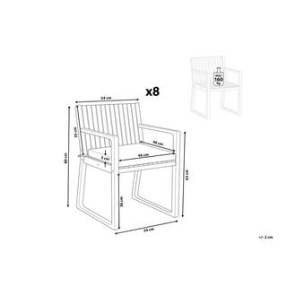 Beliani Set mit 8 Stühlen und Sitzkissen aus Akazienholz Klassisch SASSARI  