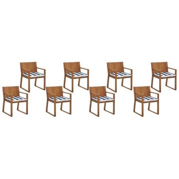 Lot de 8 chaises avec coussins en Acacia Traditionnel SASSARI