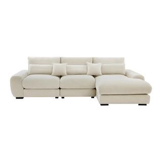 Vente-unique Ecksofa - Ecke rechts - Strukturstoff - Beige - CATEMBO  