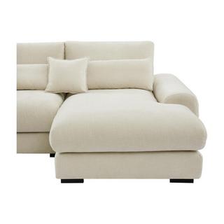 Vente-unique Canapé d'angle droit en tissu texturé beige CATEMBO  