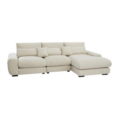 Vente-unique Ecksofa - Ecke rechts - Strukturstoff - Beige - CATEMBO  