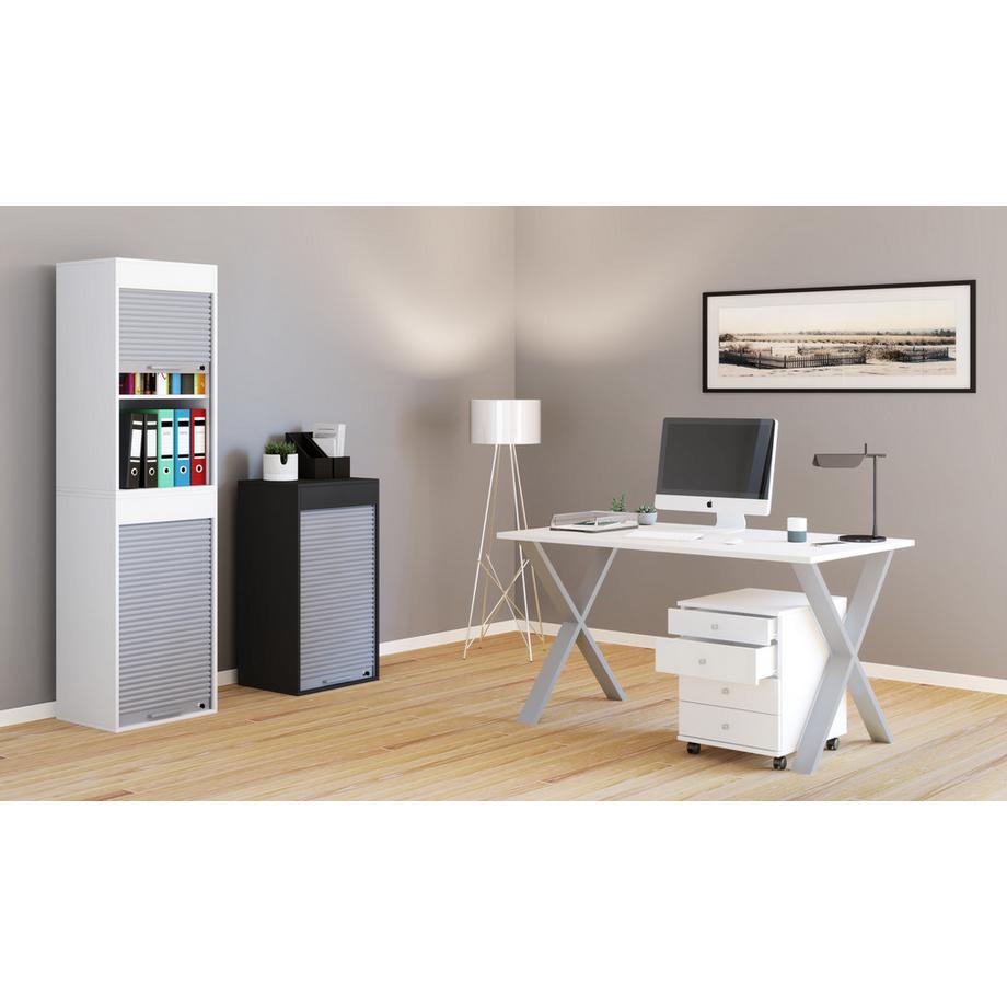 VCM Büroschrank | Aktenschrank mit Rollladen | Maße ca. H. 186 x B. 50 x T. 40 cm – Aktos XL  