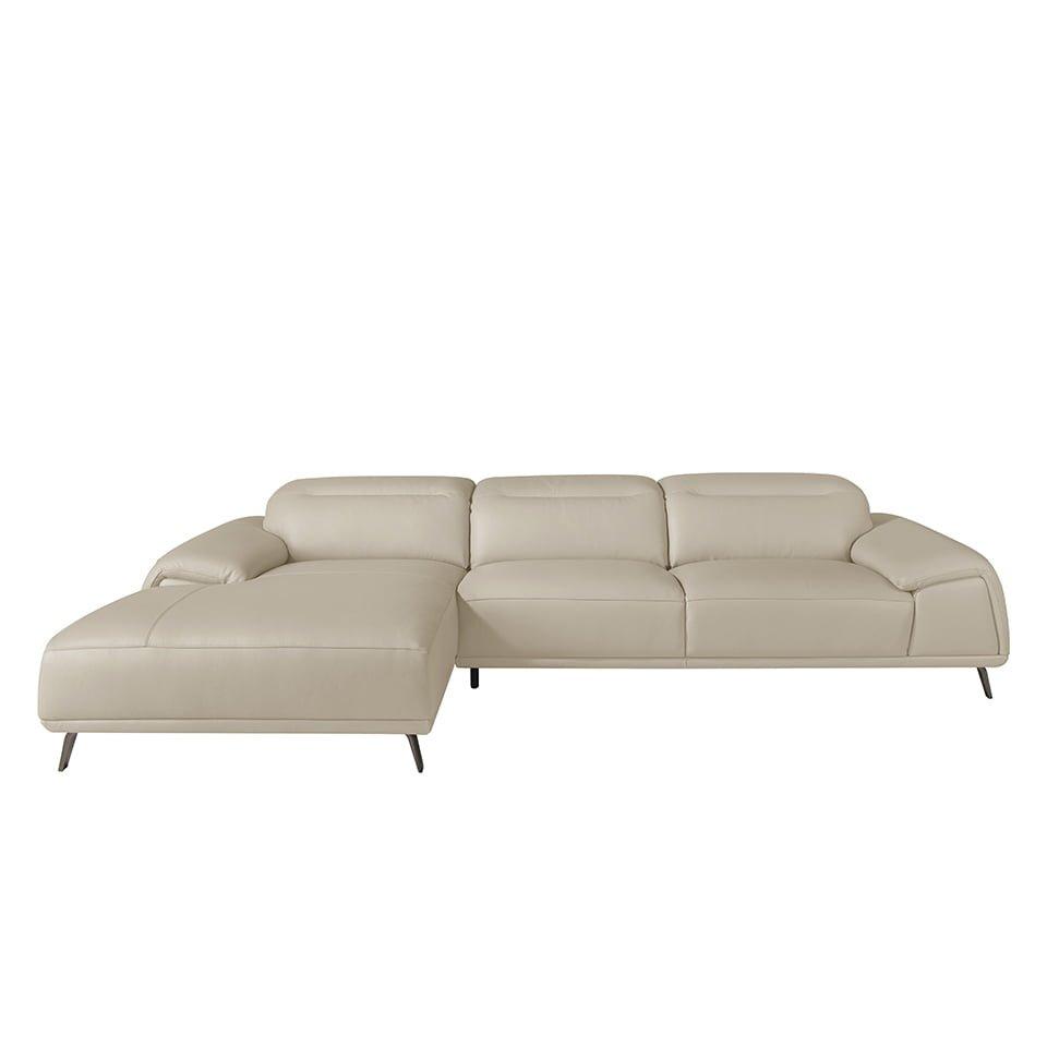 ANGEL CERDA Chaise longue en cuir de vachette taupe  