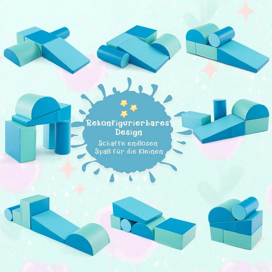 B2X  5 pièces. Blocs de construction en mousse, blocs de construction géants pour courir et grimper, grands blocs de construction, bleu 