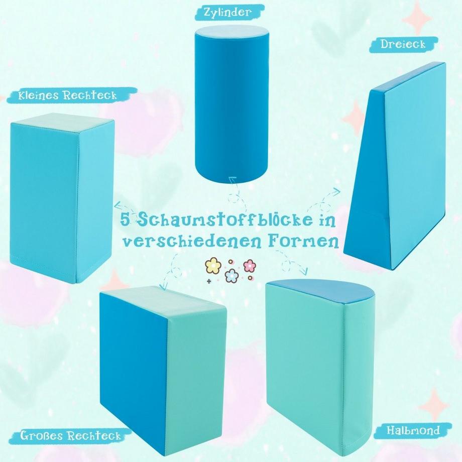 B2X  5 pièces. Blocs de construction en mousse, blocs de construction géants pour courir et grimper, grands blocs de construction, bleu 