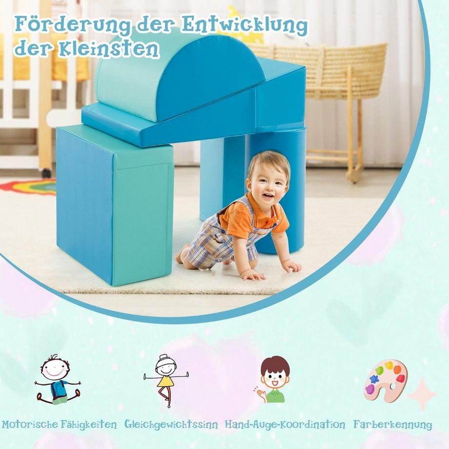 B2X  5 pièces. Blocs de construction en mousse, blocs de construction géants pour courir et grimper, grands blocs de construction, bleu 