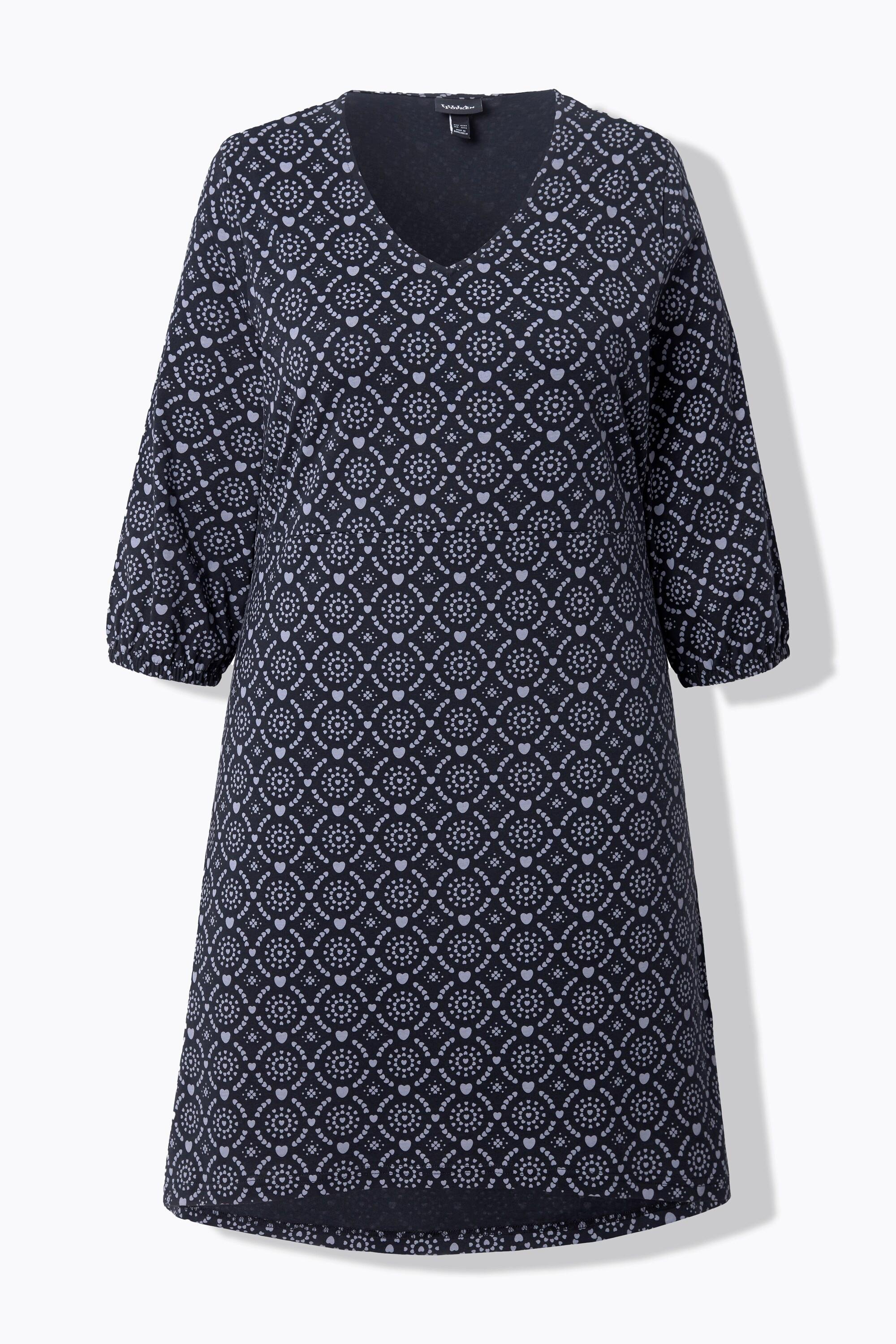 Ulla Popken Abito Jersey Linea ad A Scollo a V Manica 3/4  