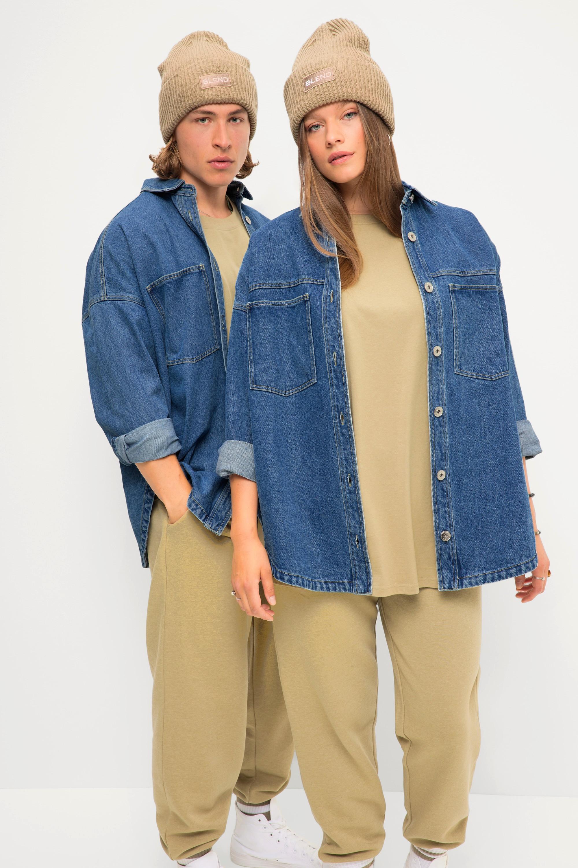 Studio Untold  Camicia di jeans unisex dal taglio oversize con collo da camicia e maniche lunghe 