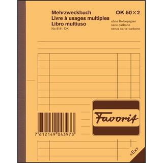 Favorit FAVORIT Mehrzweckbuch D/F/I A6 8111OK blau/weiss 50x2 Blatt  